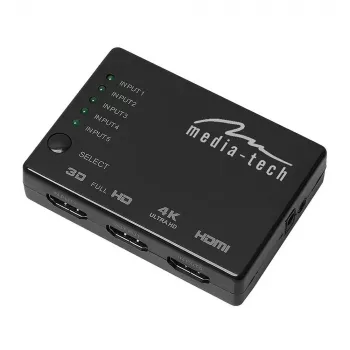 HDMI jungiklis MEDIA-TECH MT5207, 3x HDMI įėjimai, 1x HDMI išėjimas, juodas