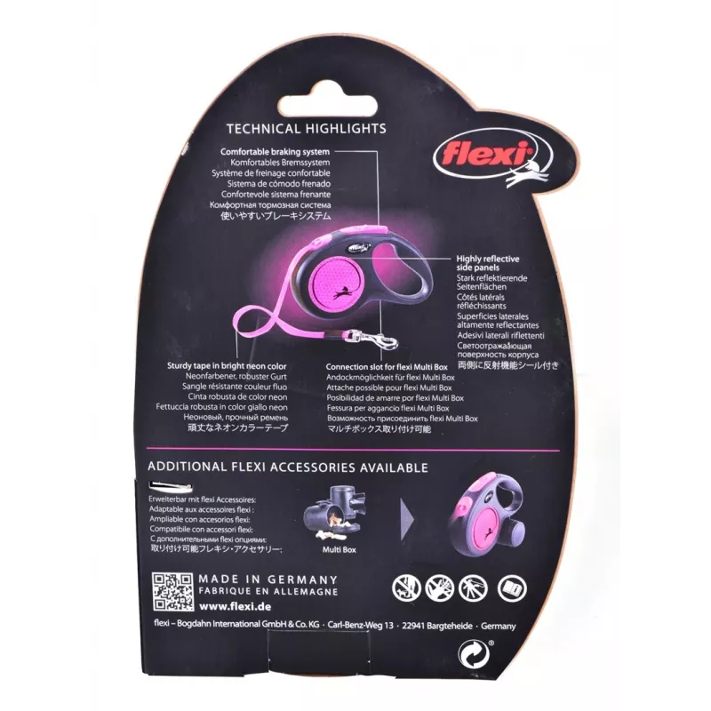 Flexi New Neon S 5 m šuns užtraukiamas pavadėlis