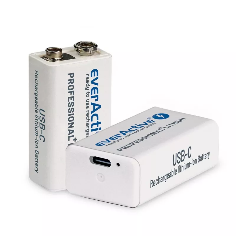 Įkraunama baterija everActive 6F22/9V Li-ion 550 mAh su USB TYPE C