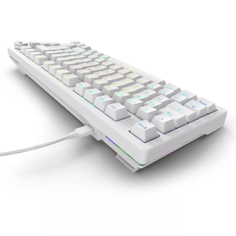 Klaviatūra Sharkoon SGK25 75% QWERTZ USB laidas RGB LED balta