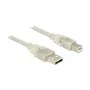 USB kabelis DeLOCK 83892 USB 2.0 1m USB A USB B permatomas