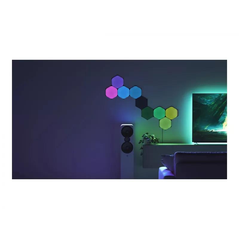 Nanoleaf Shapes Ultra Black Hexagons 9 vnt. riboto leidimo sieninė šviesos plokštė NL42-0102HX-9PK