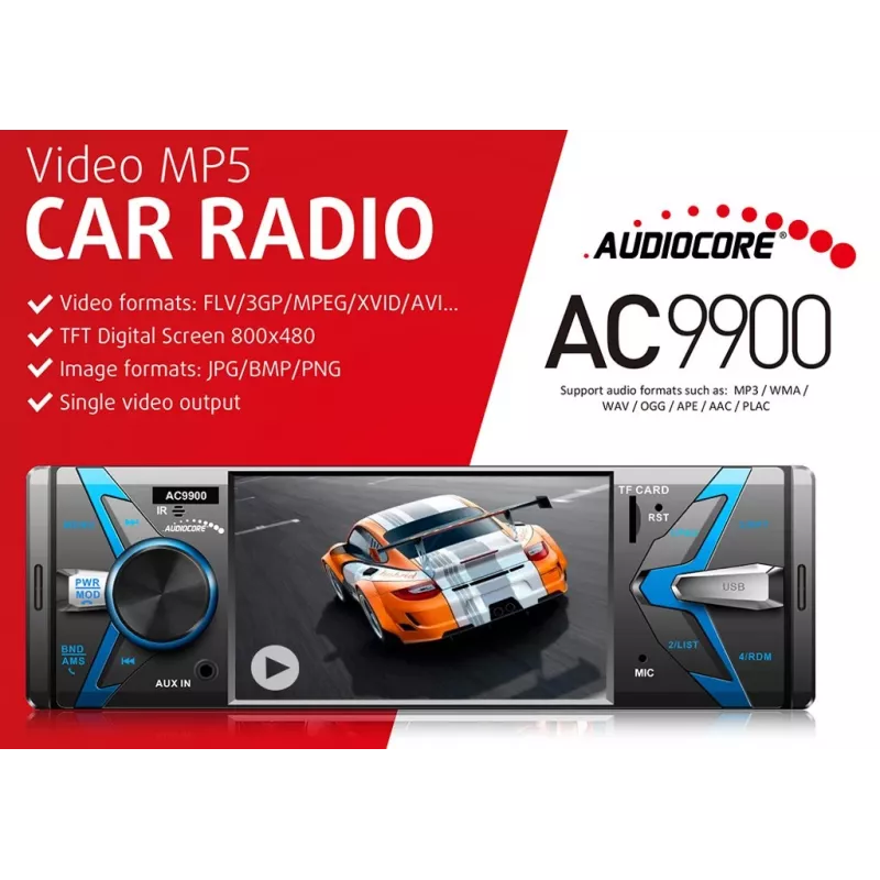 Audiocore AC9900 MP5 AVI DivX Bluetooth laisvų rankų įranga automobilinis grotuvas + nuotolinio valdymo pultas