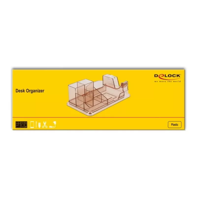 Stalo organizatorius DeLOCK 18341 permatomas rudas plastikas 145x250x85 mm