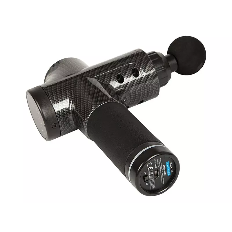 BLOW Wave 4000 44-340# raumenų masažo pistoletas, 30 greičių, 10 antgalių, 100 W, LCD jutiklinis ekranas, USB-C, juodas
