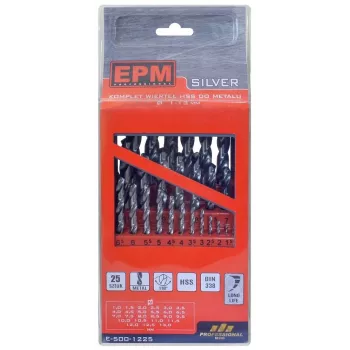 HSS gręžtų rinkinys OEM E-500-1225, 25 vnt., dydžiai 1–13 mm