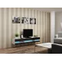 TV stovas Cama Meble VIGO NEW 30/180/40, baltas viršus, juodas blizgus rėmas, 1800×400×300 mm
