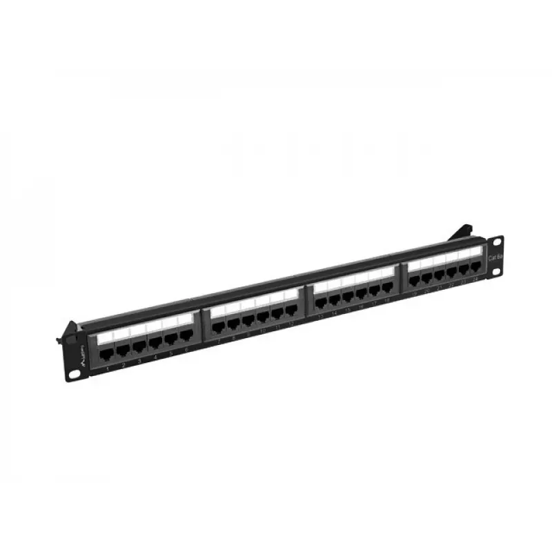 Pataisų skydas 1U LANBERG PPUA-1024-B, 24 prievadai, Cat6a, U/UTP, 1U stovas, gylis 102 mm, metalinis, juodas