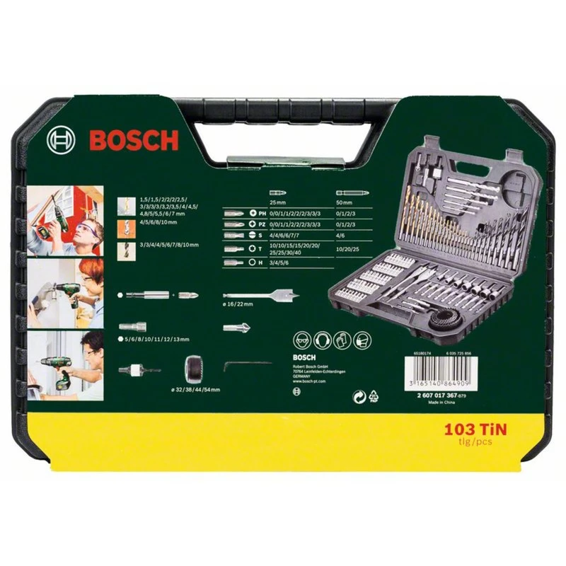 Priedų rinkinys Bosch V-Line 103 vnt. – gręžimo ir suktuvų priedų komplektas