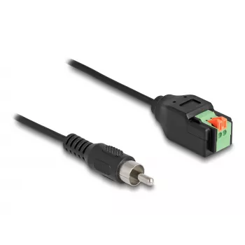 DeLOCK RCA kištukinis laidas į gnybtų bloką su mygtuku 15 cm