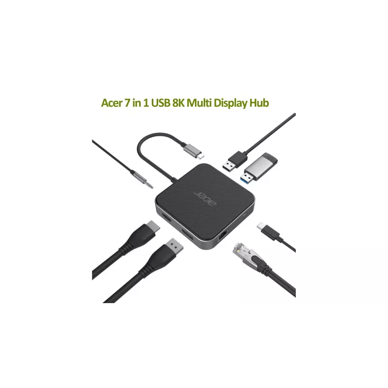 Acer HP.DSCAB.013 USB-C stotelė nešiojamam kompiuteriui, 8K, anglies ir sidabro spalvos