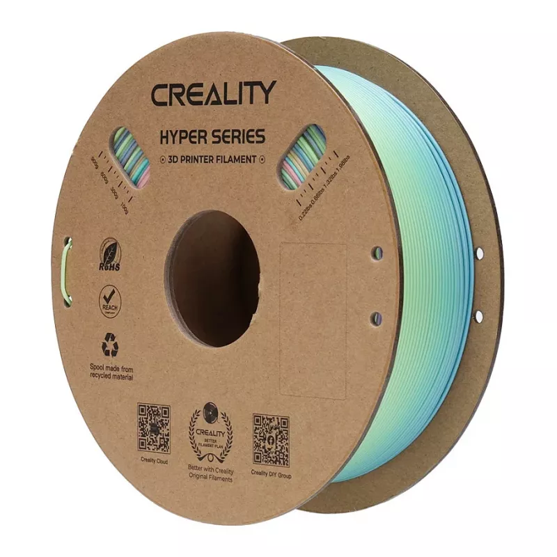3D spausdinimo filamentas Creality PLA 1,75 mm, 1 kg — Mėlyna/Žalia/Rausva (Creality 3301010424)