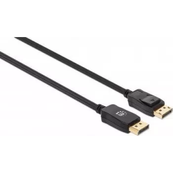 Manhattan DisplayPort 1.4 laidas, 8K@60Hz, 2 m, pintas, vyriškas į vyrišką, su fiksatoriais, pilnai ekranuotas, juodas, garantija visam laikui, DP14MM2M