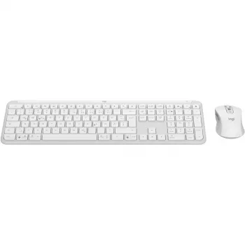 Logitech MK950 Signature Slim klaviatūros ir pelės rinkinys, belaidis RF + Bluetooth, QWERTZ vokiškas, grafito/baltos spalvos