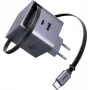 UGREEN X615 65W GaN greitasis įkroviklis su 1x USB-C, 1x USB-A ir ištraukiamu laidu (modelis 65825)