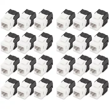 DIGITUS DN-93603-24 CAT6 nesubalansuotas Keystone lizdas 24 vnt. plokščias juodas baltas RJ-45