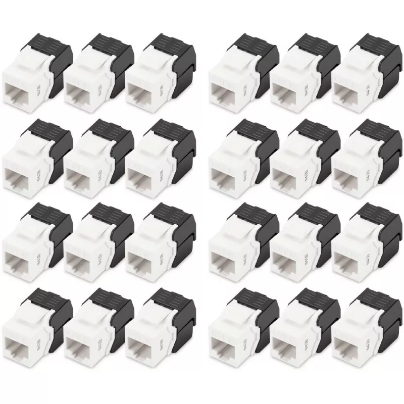 DIGITUS DN-93603-24 CAT6 nesubalansuotas Keystone lizdas 24 vnt. plokščias juodas baltas RJ-45