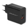 Qoltec 51716 sieninis įkroviklis 63 W, USB-C PD + USB QC 3.0, 5-20 V 1,5-3 A, juodas