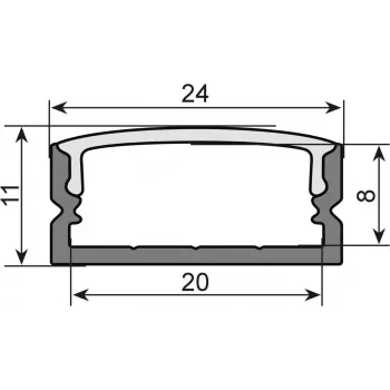 U profilis LED juostelei EUROLITE 51210970, 20 mm, juodas, 2 m