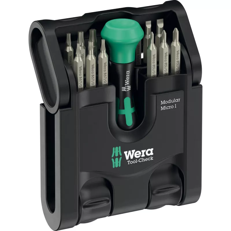 Įrankių rinkinys Wera Tool-Check Modular Set 1 – 50 dalių modulinis dirbtuvių rinkinys, įvairūs antgaliai ir lizdiniai raktai
