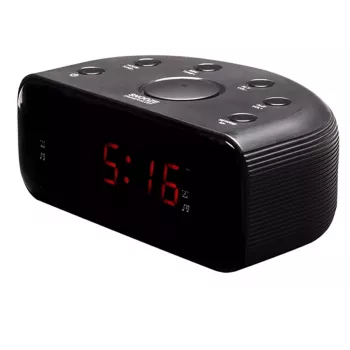 Radijo laikrodis Denver CR-430 analoginis ir skaitmeninis FM radijas LED ekranas juodas