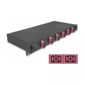 Šviesolaidžių sujungimo dėžė DeLOCK 67002, juodas metalas, 482x220x44 mm