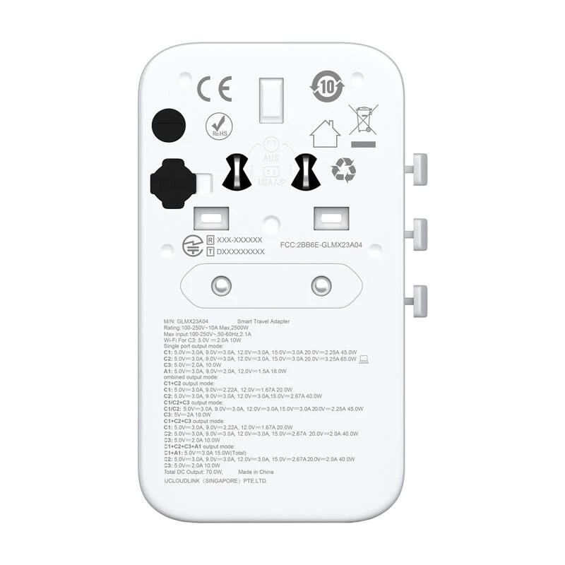 Maitinimo adapteris GlocalMe Roamplug 4G LTE Wi‑Fi Cloud SIM — Roamplug balta