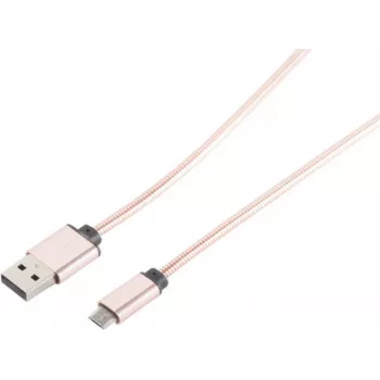 USB laidas S/CONN 14-11002 1 m USB A Micro-USB B Rožinis auksas