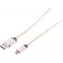 USB laidas S/CONN 14-11002 1 m USB A Micro-USB B Rožinis auksas