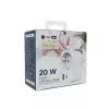Gembird TA-ACPDQC20-01-W Universalus 20W USB įkroviklis su praėjimo kištukiniu lizdu, baltas
