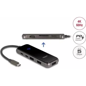 Docking stotelė DELOCK USB Type-C 4K HDMI SD/microSD lizdai PD 3.0 85W (92001)
