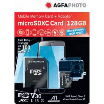 „AgfaPhoto“ 128GB MicroSDXC atminties kortelė UHS-I Class 10 U1 V10