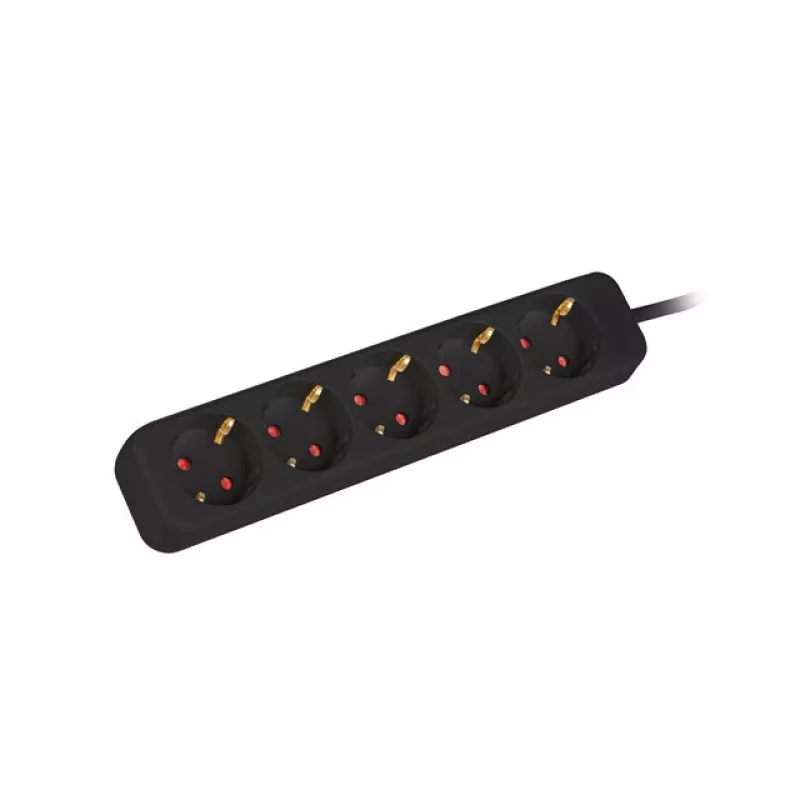 Prailginimo laidas Lanberg PS0-05F-0300-BK 3m 5 kištukinių lizdų patalpoms juodas