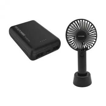 Nešiojamas ventiliatorius ir power bank RealPower PB-10000 mini HD 10000mAh