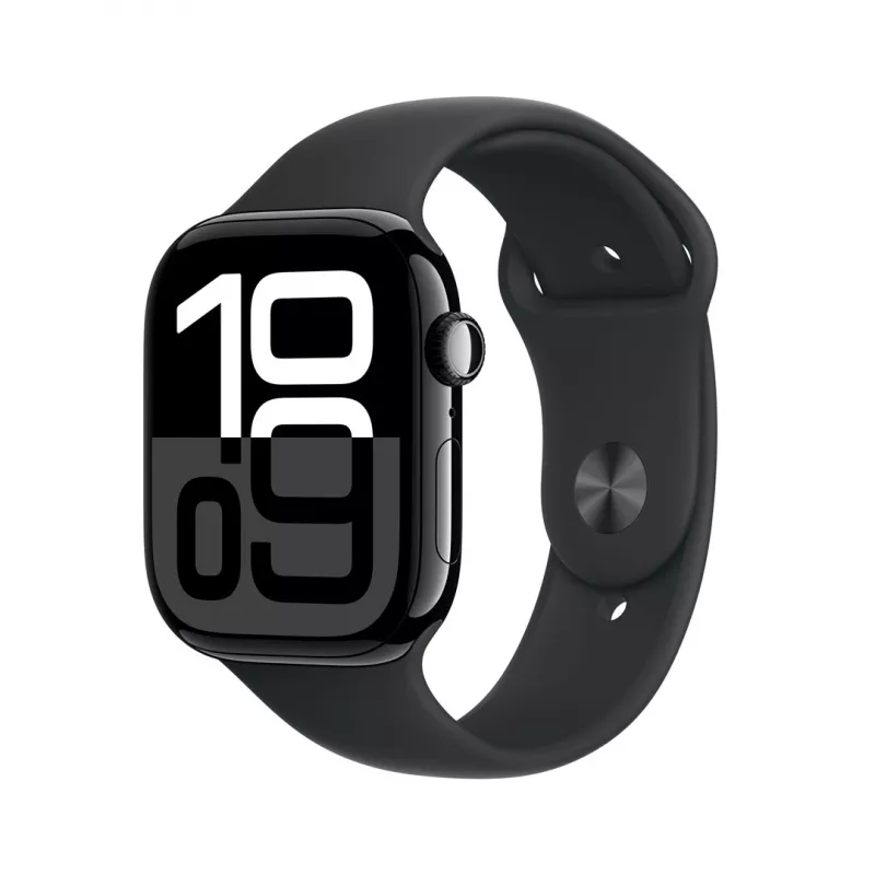 Apple Watch Series 10 GPS 46mm Jet Black aliumininis korpusas su juodu sportiniu dirželiu M/L