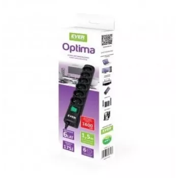 Ever OPTIMA apsauginis filtras 1.5 m (6 x UTE; 10 A; juodas) (T/LZ08-OPT015/0000)