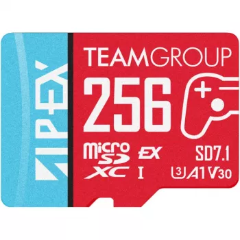 „Team Group APEX SD7.1“ MicroSD Express atminties kortelė 256 GB, raudona/mėlyna