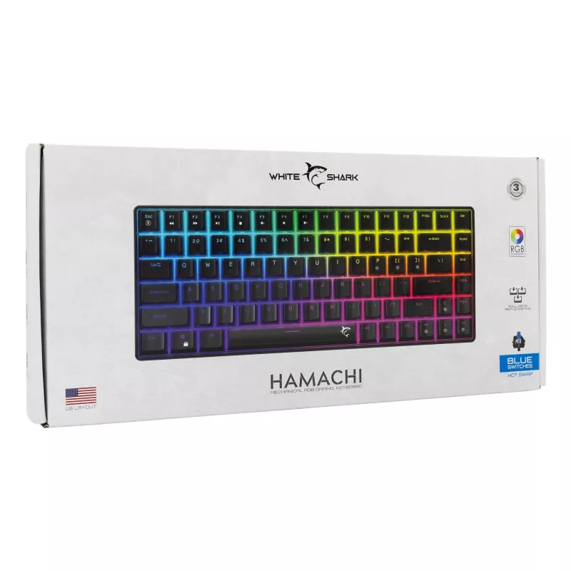 Mechaninė klaviatūra White Shark GK-005121 su RGB apšvietimu ir Blue jungikliais