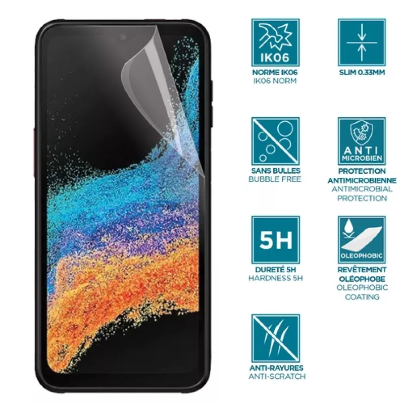 Skaidri apsauginė plėvelė Mobilis 036271 Samsung Galaxy Xcover 6 Pro antibakterinė, atspari dulkėms, įbrėžimams ir smūgiams