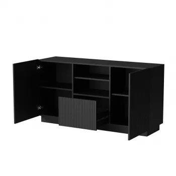 Komoda Cama LIVERTI 150x42x78 cm, juoda, medžio drožlių plokštė, 1 stalčius