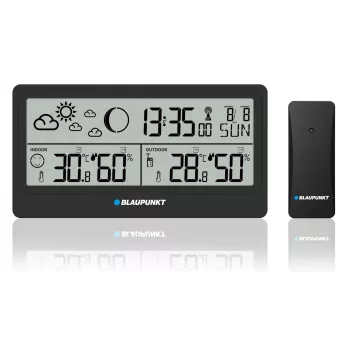 Oro stotelė BLAUPUNKT WS20BK – vidaus/lauko temperatūros ir drėgmės rodymas, juoda, 1 jutiklis, LCD, maitinama baterijomis