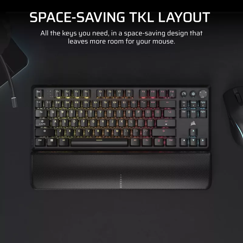 Corsair K70 CORE TKL belaidė mechaninė klaviatūra Gaming USB + RF Wireless + Bluetooth QWERTZ vokiška juoda