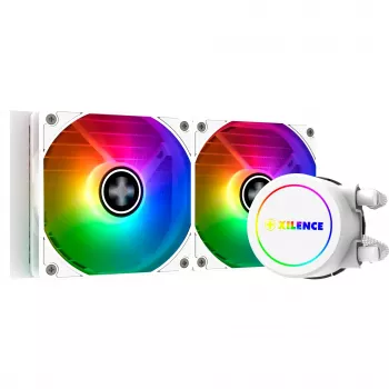 Skysčio aušintuvas XILENCE Performance A+ XC974 LQ240 White ARGB – 240 mm radiatorius, 300 W TDP, baltas, ARGB