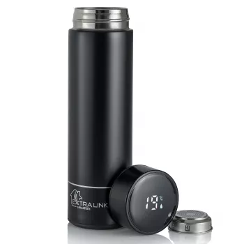 Extralink Smart Travel Mug Black, terminis termosas su LED ekranu