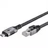 Goobay 70755 USB-C į RJ45 Ethernet CAT 6 laidas stabiliai laidinei interneto jungčiai su maršrutizatoriumi/modemiu/tinklo jungikliu / pakeičia USB į RJ45 adapterį / 1 m