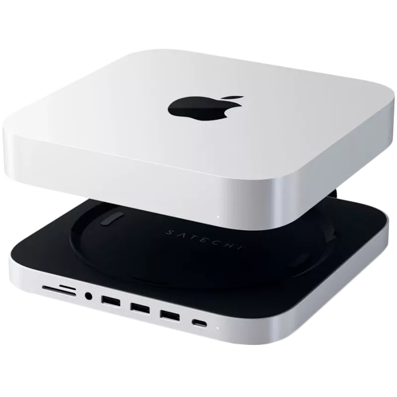 Satechi USB-C aliumininis stovas ir šakotuvas, skirtas Apple Mac mini (sidabrinis)