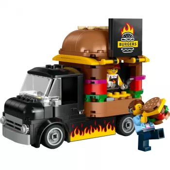 LEGO City Burger Van Maistas Automobilyje Statybos Rinkinys 5+ Metų Vaikams ir Mergaitėms Žaislinis Maisto Sunkvežimis Virtuvės Žaidimų Rinkinys su Pardavėjo Minifigūra ir Aksesuarais