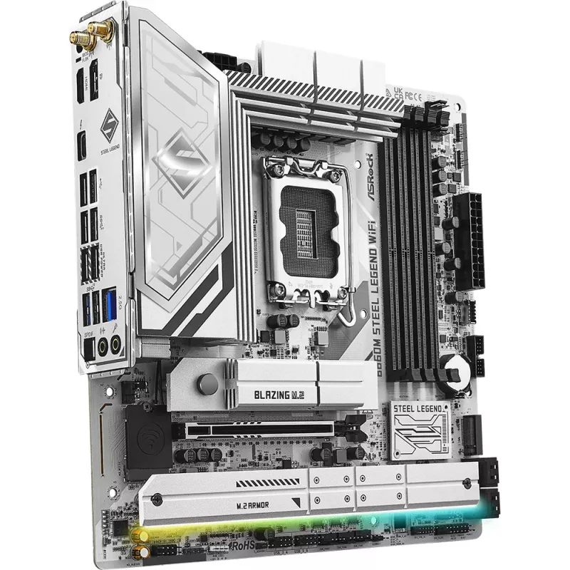 Motininė plokštė ASRock B860M Steel Legend WiFi — Intel B860, LGA 1851, micro-ATX, DDR5, 4 DIMM, Wi-Fi 6E, 2.5GbE