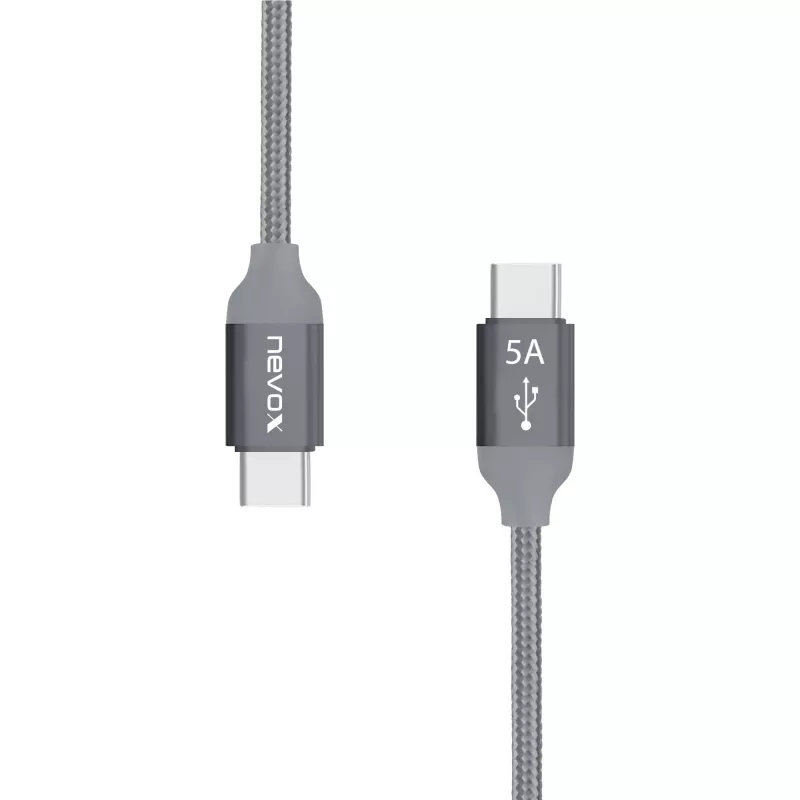 USB C laidas Nevox 1654 USB 2.0 2m pilkas sidabrinis