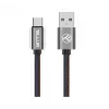 USB duomenų kabelis Tellur USB į Type-C 1 m Denim, pintas 1 m kabelis įkrovimui ir duomenų perdavimui